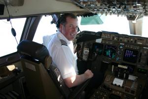 Young Adrian in his Jumbo Cockpit